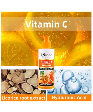 Vitamin C Moisturizing Lotion with Licorice Root & Hyaluronic Acid | Anti-Wrinkle Skin Repair | 230g - Buy Online on GoSupps.com