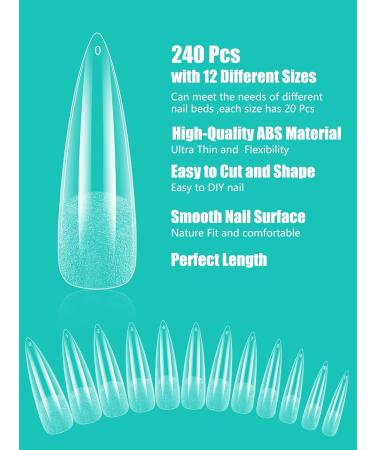 Deciniee 240 Pcs Full Cover Square Nail Tips - Perfect for Gel Nails 12 Sizes for Nail Studios & DIY Nail Art - Buy Online on GoSupps.com