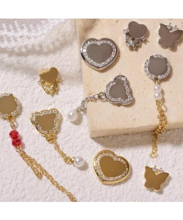 Nail Pendant Nail Chain Pendant Non-Fading 3D Effect Gloss Art Mirror Projection Zircon Jewelry Bear Love Heart Pendant for Manicure Nail Charm Decor - Buy Online on GoSupps.com