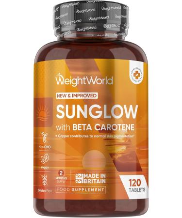 Sunglow Self-Tanning Capsules - Vegan - Tanning Capsules with Beta Carotene Vegan Micro Tablets - Complex with Zinc  - 120 Tablets - Buy Online on GoSupps.com