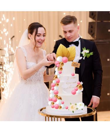 Izoel Boho Cake Topper - Happy Birthday Wooden Decoration with Palm Leaves & Flowers | Perfect for Weddings Baby Showers & Parties - Pink Mini Ball Decor - Buy Online on GoSupps.com