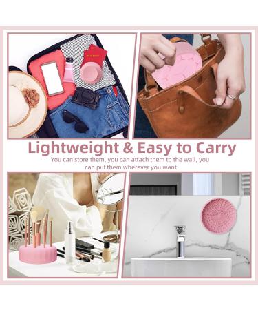 HOSAILY 4-in-1 Silicone Brush Cleaning Mat & Drying Rack - Portable Makeup Brush Cleaner Tool (Pink) for Effective Color Removal and Scrubbing - Buy Online on GoSupps.com