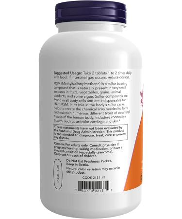 Now Foods MSM 1500 mg - Methylsulphonylmethane - 200 Tablets | Joint Support & Wellness - Buy Online on GoSupps.com