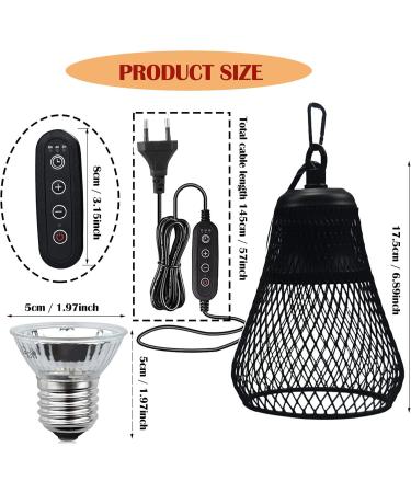 QIODAZOO 50W Turtle Heat Spot Lamp - Reptile Heat Lamp with Adjustable Time & Brightness E27 Hook - Buy Online on GoSupps.com