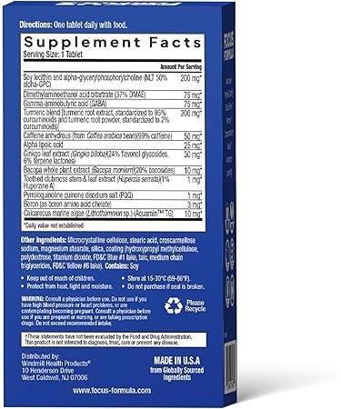 Nootropic Brain Supplement  Focus Capsules for Concentration Supports Energy Brain Booster with GABA DMAE and BACOPA Memory Support Supplement Cognitive Support 60 Veggie Tablets - Buy Online on GoSupps.com