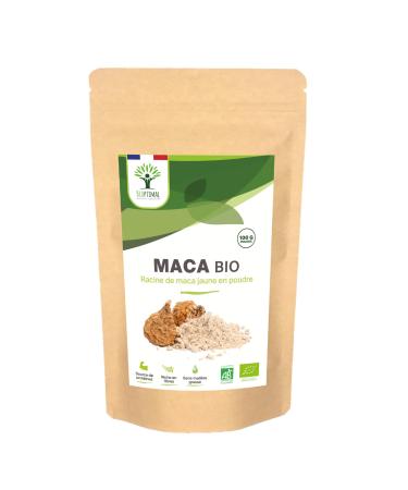 Maca Bio - Bioptimal - En Poudre - Racine de Maca Jaune du P rou - Energie Libido Sexualit Fertilit Homme Femme - Qualit Premium - 100% Pur - Conditionn en France - Certifi Ecocert - 100 g 100 g (Lot de 1)