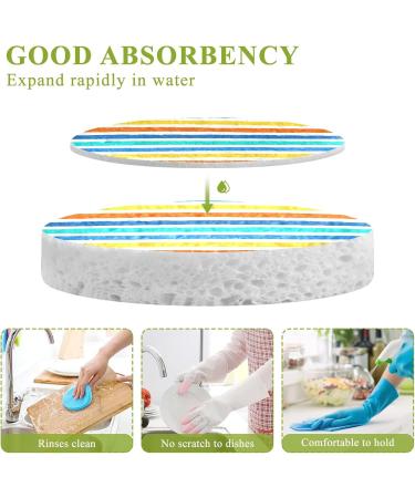 3-Pack Cleaning Kitchen Sponges Oval Colorful Stripes Kitchen Cellulose Dishwashing Wood Pulp Cotton - Buy Online on GoSupps.com