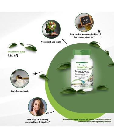 Fairvital Selenium 200 g Tablets - High Dose Selenomethionine - 60 Tablets for Thyroid Health | International Shipping - Buy Online on GoSupps.com