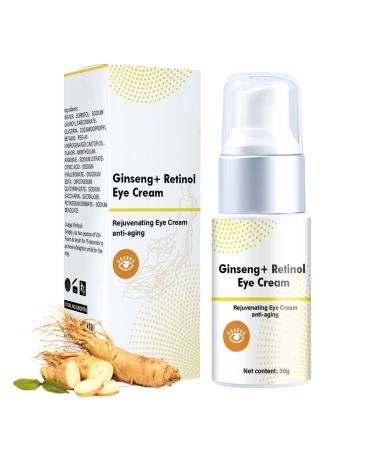 Retinol Eye Cream - Eye Cream for Dark Circles and Puffy Eyes - Ginseng Eye Cream Anti Aging - Eye Bags Remover Smooth Wrinkle Fade Fine Line - Moisture Hydrate Plump Elasticity Radiance Complexion