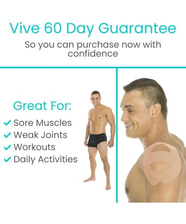 Vive Kinesiology Tape - 105ft Uncut Kensio Roll for Muscle and Joint Recovery - Waterproof Support for Shoulder, Back, Knee, Elbow, Ankle Pain Relief - Beige 2x105' - Buy Online on GoSupps.com