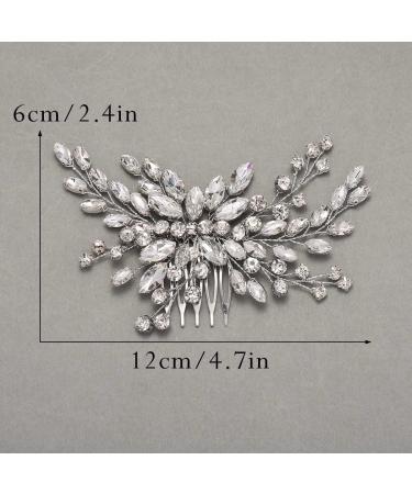 Easedaily Silver Crystal Wedding Hair Comb - Bridal Rhinestone Headpiece for Women and Girls - Buy Online on GoSupps.com
