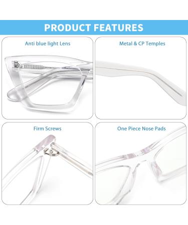 GLINDAR Cat Eye Blue Light Blocking Glasses | Vintage Narrow Square Acetate Eyewear | Stylish Computer Glasses 55mm - Buy Online on GoSupps.com