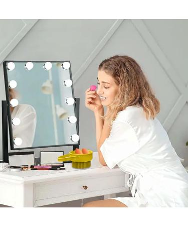 Buy Makeup Brush Cleaning Bowl | 3-in-1 Silicone Cosmetic Brush Cleaner Mat & Sponge Drying Holder - Yellow - Buy Online on GoSupps.com