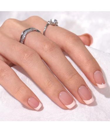 Buy Bartbox French Press-On Nails - Short Square Artificial Nails (30 Pieces) with Glue | White & Pink - Perfect for Women & Girls - Buy Online on GoSupps.com