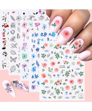 Flowornament 3D Flowers for Nails 5 Sheets Nail Stickers Decals for Nail Art  Nail Art Designer Nail Stickers Nail Design Stickers