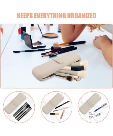 Frimon Travel Makeup Brush Holder - Silicone Anti-Fall Organizer Case for Women - Large Khaki Cosmetic Brush Bag - Buy Online on GoSupps.com