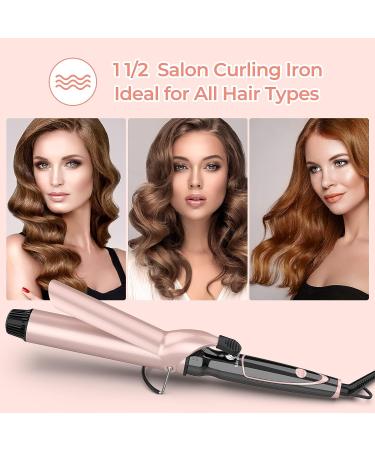 Curling Iron 1.5-inch Dual Voltage Instant Heat with Tourmaline Ceramic Coating for Smooth Curls - Rose Gold - Buy Online on GoSupps.com