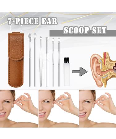 Earwax Cleaner Tool Set - 6 Pcs Spiral Stainless Steel Ear Picks Kit for Ear Wax Removal - Portable Cleaning Kit with PU Leather Case (Brown) - Buy Online on GoSupps.com