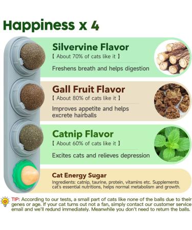 Potaroma 4 Pack Catnip & Silvervine Wall Balls - Edible, Safe, Healthy Chew Toys for Cats | Teeth Cleaning Dental Cat Ball Toy | Cat Wall Treats Board Included - Buy Online on GoSupps.com
