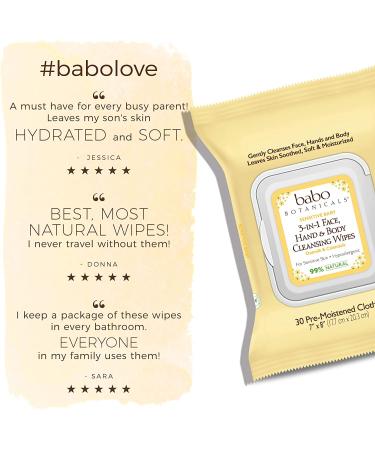 Babo Botanicals 3-in-1 Cleansing Wipes - Organic Calendula & Oat - Sensitive Skin - 30 ct - Buy Online on GoSupps.com