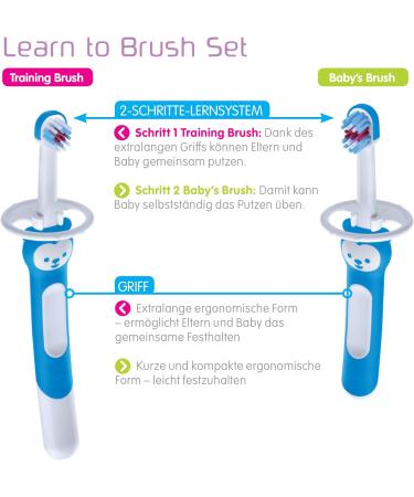 MAM Learn to Brush Set - Long Handle Baby Toothbrush for Children from 5+ Months, Pink - Buy Online on GoSupps.com