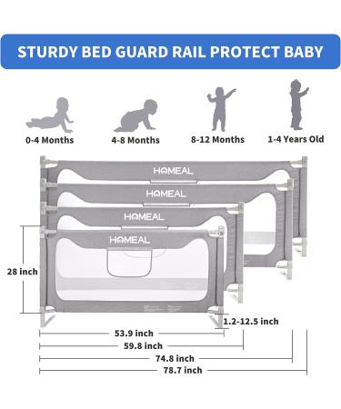 HOMEAL Extra Tall Toddler Bed Rail Guard - Grey 78.7 - Fits Twin, Queen, King Size Mattress - Infant Safety Guardrail - Buy Online on GoSupps.com