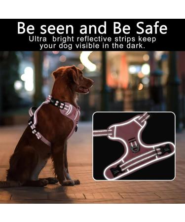 Adjustable No-Pull Heele Dog Harness for Large Dogs - Reflective & Breathable Light Pink - XL (53-97cm) - Buy Online on GoSupps.com