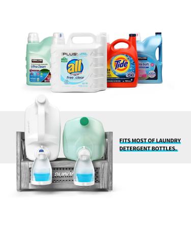HOMKO Wooden Laundry Detergent Storage Organizer - Farmhouse Cup Holder for 2PC Detergent & Fabric Softener - Stylish Laundry Room Accessories in Grey - Buy Online on GoSupps.com
