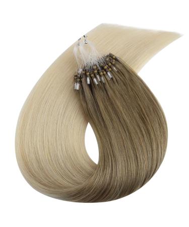 Ugeat Real Hair Microring Extensions - Ombre 60cm | Light Brown to White Blonde | 50g 1g Hair Highlights - Buy Online on GoSupps.com