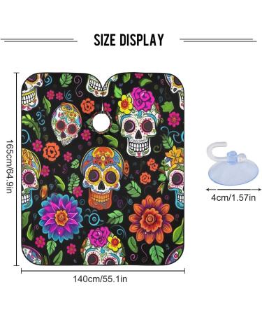 Kigai Skull Flowers Barber Cape | Professional Waterproof Hair Cutting Cape for Men & Women | Adjustable Snap Closure Hairdressing Cape - Buy Online on GoSupps.com