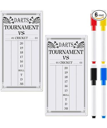 2 Pieces Dart Scoreboard Dry Erase Scoreboard Dart Score Keeper Dart Accessories with 4 Dry Erase Markers for Cricket and 01 Dart Games, 15 x 7.8 Inches - Buy Online on GoSupps.com