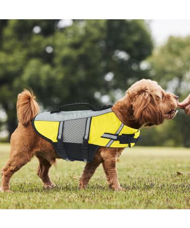 Alagirls Dog Life Jacket | Puppy Rescue Vest for Small & Medium Dogs | Secure & Stylish Yellow Pet Vest for Swimming Pool & Boating (40-50cm Chest) - Buy Online on GoSupps.com
