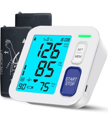 Blood Pressure Monitors for Home Use 9-17'' & 13-21'' Extra Large Blood Pressure Cuff Upper Arm Oversized Operation Button &Large Backlit LCD Automatic BP Machine with USB Cable and 4 AAA Batteries Large & X-Large Cuff