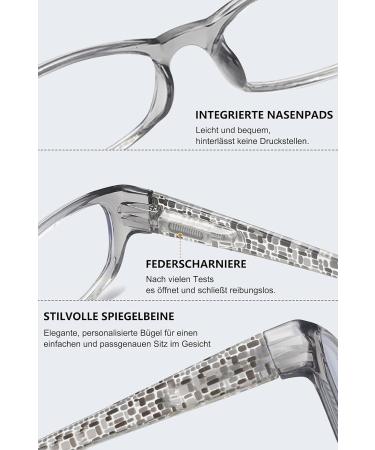 Buy Lanomi 3 Pair Small Reading Glasses with Blue Light Filter - Color Block Floral Patterns - Rectangular Shape - Light Spring Hinge - Visual Aid for Men & Women - Starch Gray 1.5x - International Shipping Available - Buy Online on GoSupps.com