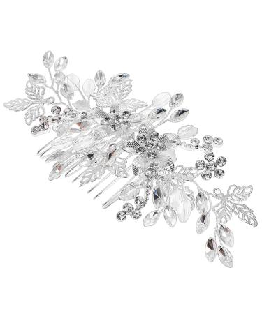 Beaupretty Rhinestone Tuck Comb Gem Side Combs French Side Comb Leaf Bridal Headpieces Bridal Hair Pins Pearl Bridal Hair Accessories Weeding Bride Hair Accessories Bridal Hair Comb Metal