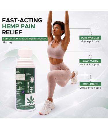 BIO-RELIEF +H Hemp Pain Relief Gel 3 oz Roll-on | 10% Menthol | Arthritis, Muscle & Joint Pain Relief - Buy Online on GoSupps.com