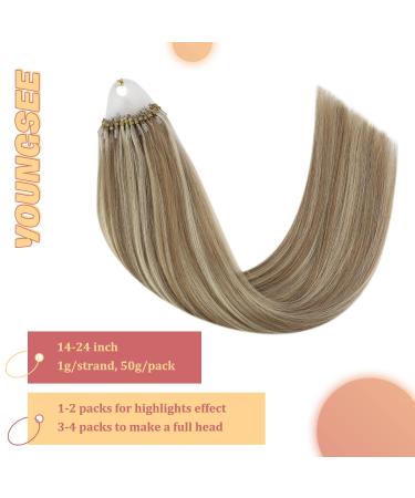 Youngsee Real Hair Microring Extensions - Light Brown 45 cm 50g #p8a/60 - Premium Quality Climbing Hair Extensions - Buy Online on GoSupps.com