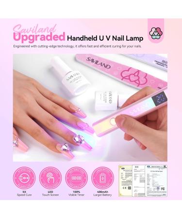 SAVILAND 12W Handheld LED UV Nail Lamp Fast Curing: Portable Mini UV Nail Lamp for Gel Nails 3 Timers 10/30/60S LED UV Lamp Rechargeable USB Nail Dryer for Home Personal DIY Self Use C-Pink Handheld Nail Lamp - Buy Online on GoSupps.com
