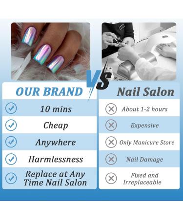 24 Pieces Short Blue Purple Gradient Press On Acrylic Nails - Ballerina Artificial Fingernails for Women & Girls - Perfect Nail Art Manicure - Buy Online on GoSupps.com