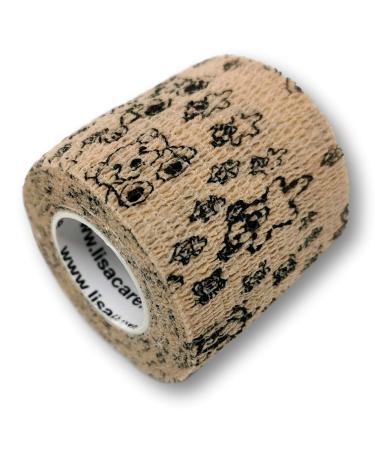 Lisacare Tape Association Self -adhesive - 2 rolls 5cm wide - self -adhering elastic for children - huge color and motif selection - bandages for comforting (teddy) Teddy 2 Set