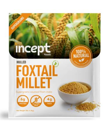 Incept 3 lbs Millet Grain, Hulled Foxtail Millet, Whole Grain, Vegan Gluten Free Millet Seed, Superfood, High Protein, Alternative to Rice, Quinoa & Couscous, 30 Servings