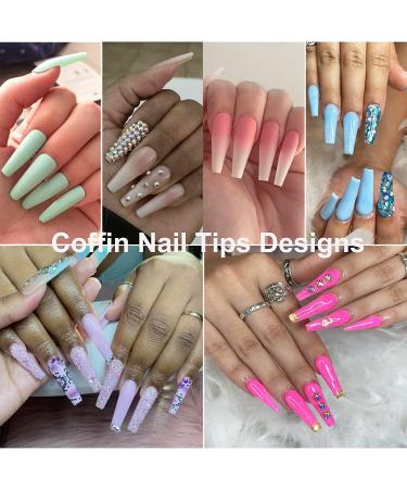 600pc Clear Acrylic Coffin False Nails - Full Cover Ballerina Shape for Women Teens Girls - Buy Online on GoSupps.com