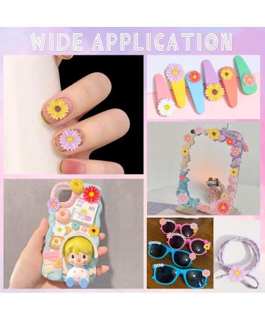 PandaHall Flower Daisy Cabochons - 75pcs, 5 Colors Resin Charms for DIY Accessories - Buy Online on GoSupps.com
