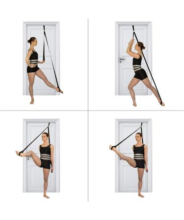 Stretch Strap with Door Anchor for Improved Leg Stretching - Perfect Home Equipment for Ballet, Dance, MMA, Yoga & Gymnastics - Includes Booklet & Box (Black) - Buy Online on GoSupps.com