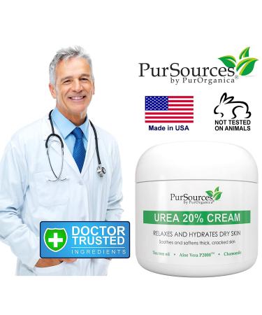 PurOrganica Urea 20% Healing Cream 4 oz - Callus Remover for Hands, Feet & Knees - Moisturizes, Soothes & Softens Dry Skin - Buy Online on GoSupps.com