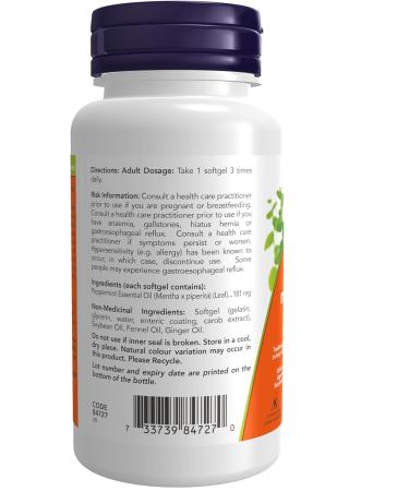 Now Peppermint Oil 180mg 90 count (Pack of 1) SUPPLEMENT - Buy Online on GoSupps.com