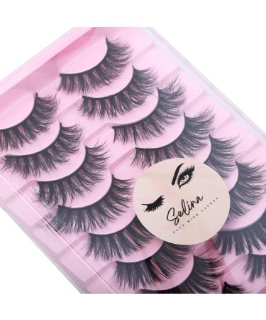 Selina Lashes 25mm 3D Dramatic Faux Mink Fluffy Wispy False Eyelashes - D Curl Long Fake Lashes - Buy Online on GoSupps.com