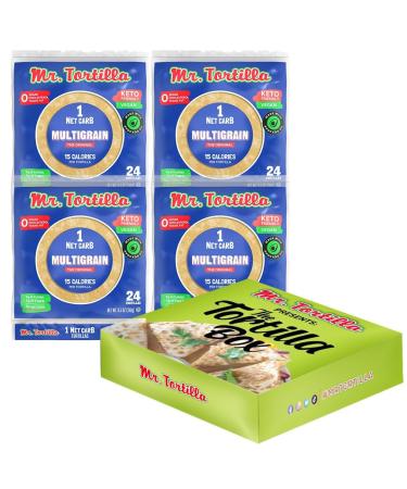 Mr. Tortilla Low Carb Tortilla Wraps - Keto Tortillas with Avocado Oil - Street Taco Size  - 1 Net Carb per Serving - Low Calorie Keto Wraps - Low Carb Tortillas - Multigrain - 96 Count