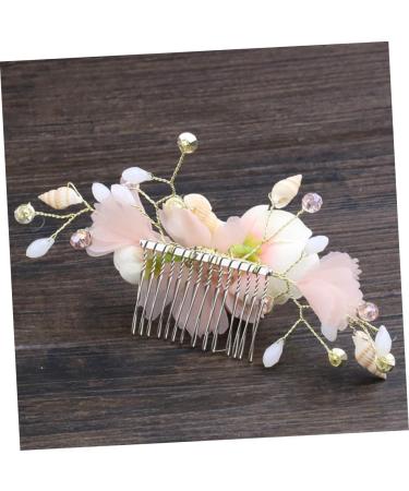 Housoutil Bridal Hair Comb Rhinestone Hair Side Comb Wedding Hair Accessories Flower Headpiece for Women Flower Hair Comb Hair Clips Bride Conch Wedding Flowers Pink Silk Cloth - Buy Online on GoSupps.com