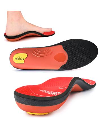 Orthotic Insoles Arch Support Full Length Inserts Metatarsal Pinnacle Plus for Flat Feet Metatarsalgia Plantar Fasciitis Heel Pain Big Toe Pain Forefoot Pain(Size:UK-10 Length:11.42" Red) UK-10-29CM--11.42" Red